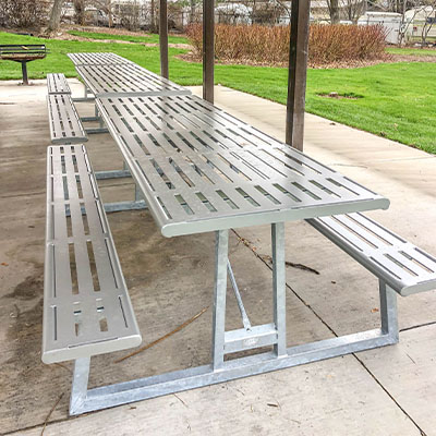 Galvanized Slat Picnic Tables